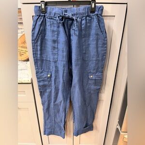 Women’s Linen Blue Cargo Pants size Medium